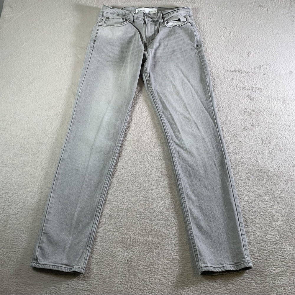 Signature Levi Strauss S37 Slim Jeans‎ Mens 29x31 Gray Light Wash Stretch Denim
